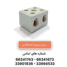 خرید و قیمت ترمینال سرامیکی 50 آمپر 2 خانه