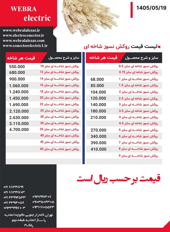 لیست-قیمت-روکش-نسوز-شاخه-ای