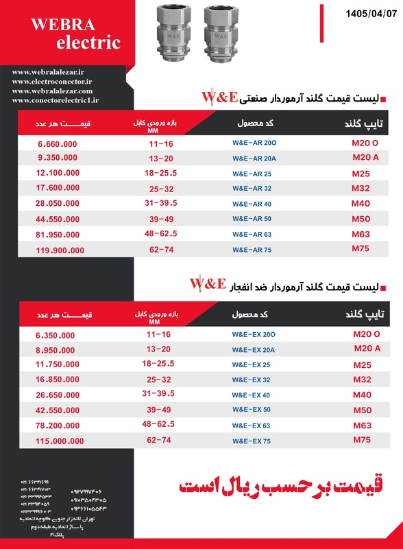 لیست قیمت گلندآرموردار و ضد انفجار W&E
