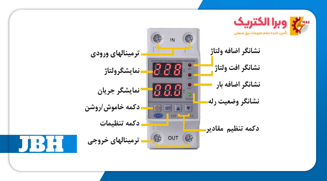 قیمت و خرید محافظ ولتاژ جریان تک فاز 63 آمپر JBH